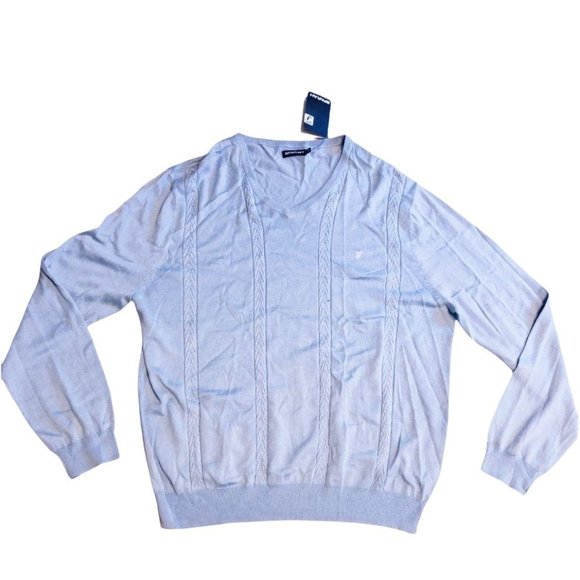 Farah Other - Farah Cable Knit V Neck Pullover Sweater Light Blue 2XL Mens Cotton Casual Dress